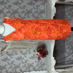Sag Harbor orange botanical print sleeveless dress